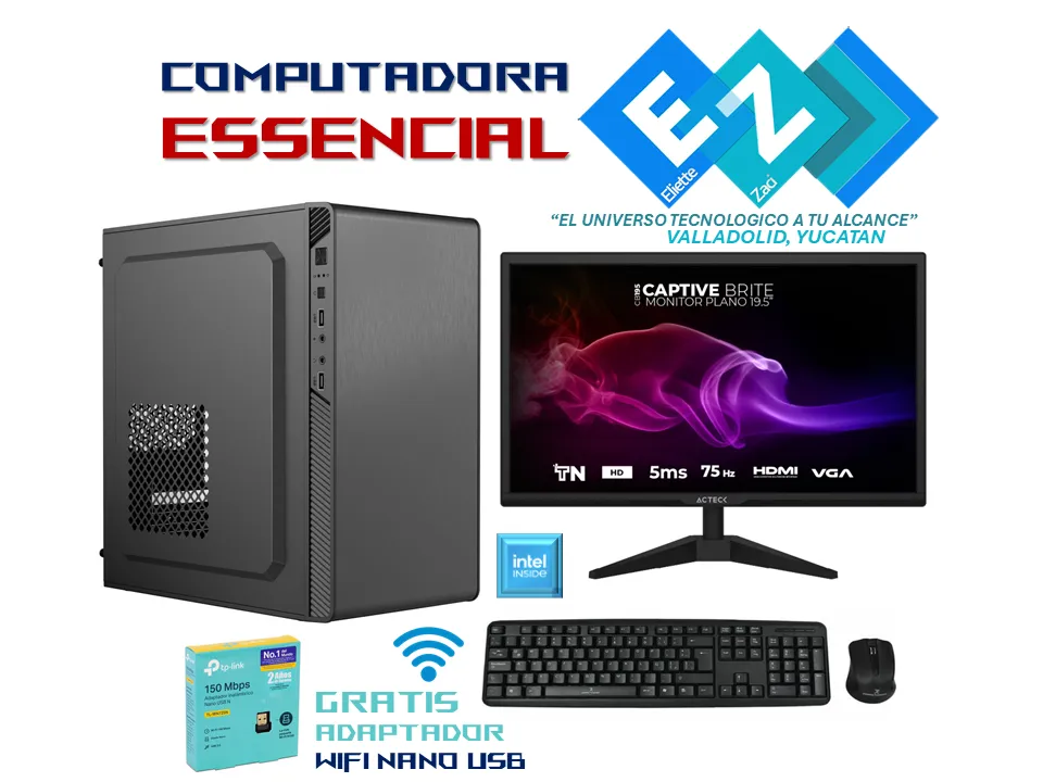 COMPUTADORA DE ESCRITORIO ESENCIAL INTEL INSIDE